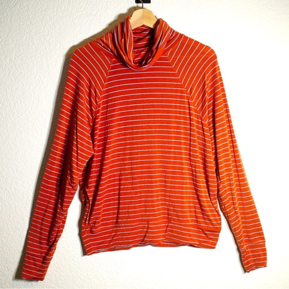 Prana Tops - Prana Women's Sol Protect Gingerbread Stripe Turtleneck size Medium